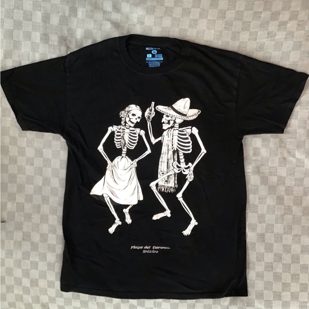 Playa del Carmen day of the dead Graphic Tee Mens Size M